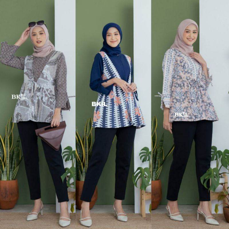 Baju Batik Wanita Modern M L XL XXL Atasan Batik Wanita Kerja Blouse Batik Kerja Kantor Batik Seragam