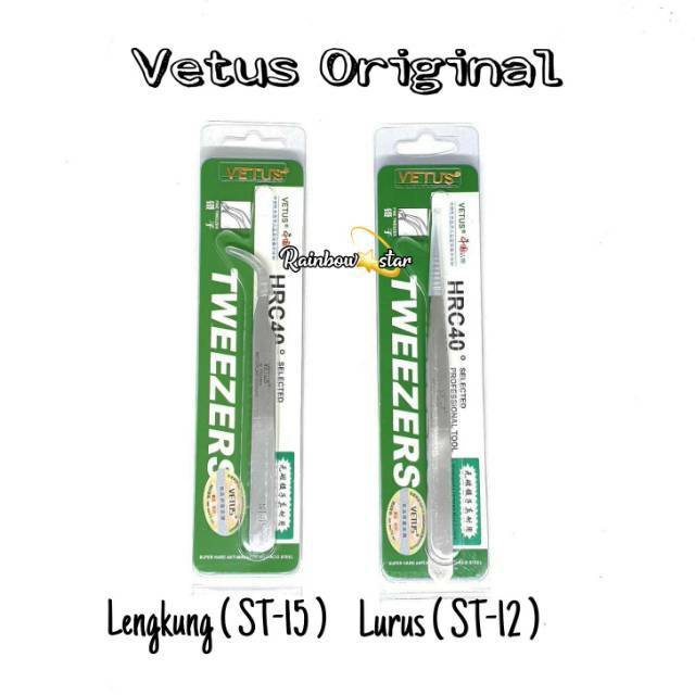 Pinset VETUS ORIGINAL Silver Tweezers Eyelash Extension Alat Sambung Bulu Mata