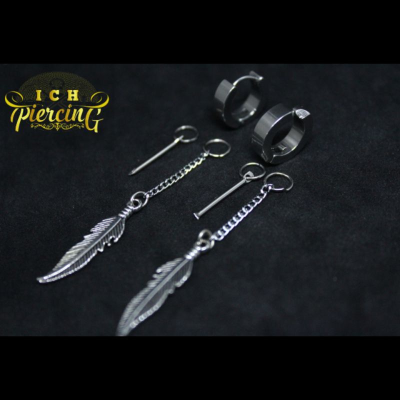 IP-X anting style Korea model daun / anting Korea pria dan wanita