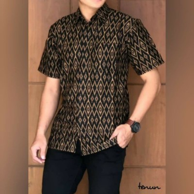 Kemeja Batik Lengan Panjang Batik  Danabrata Pria Motif Songket Hijau Kode 031 M L Xl Xxl Regular