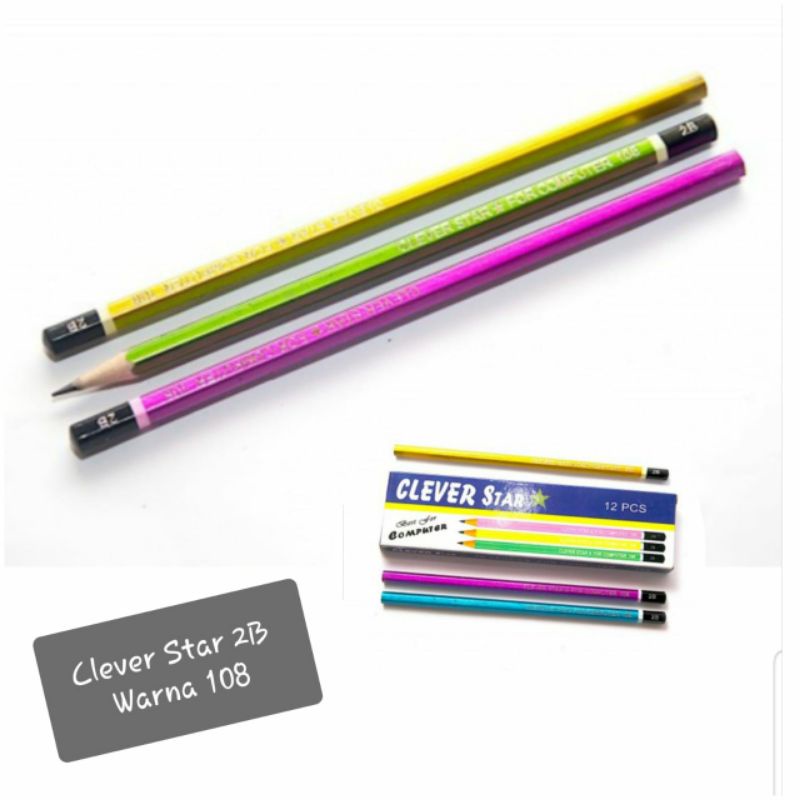 

Pensil Pencil kayu 2B CLEVER STAR warna 108 harga per 144 biji