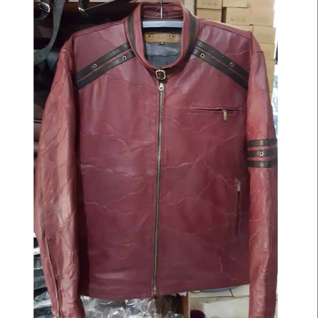 Jaket kulit asli pria Garut motif batik adidas beckham ngak mesti mahal jaket motor racing touring