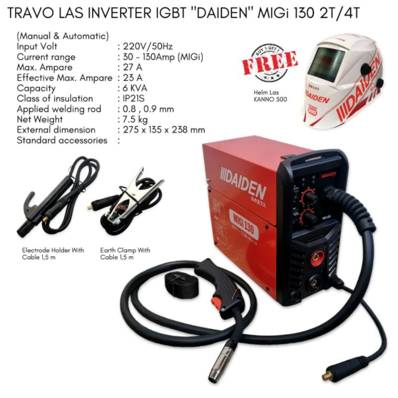 MESIN LAS DAIDEN MIGi 130 MESIN LAS CO DAIDEN MIG 130 TRAVO LAS INVERTER LAS CO2 MIGi