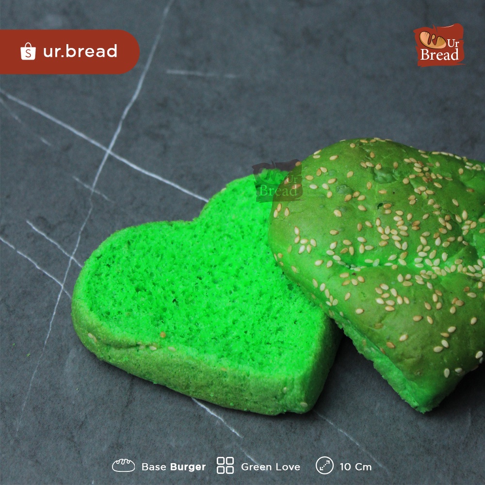 Roti Burger Love Hijau 10cm | Base Burger Love 10cm Green