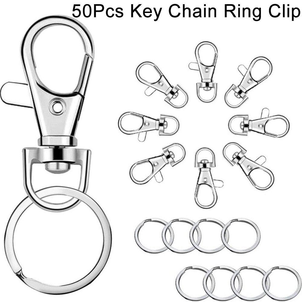 Lily 50Pcs Gantungan Kunci Ring Klip Pesona Lanyard Seni Kerajinan Lobster Claw Clasp