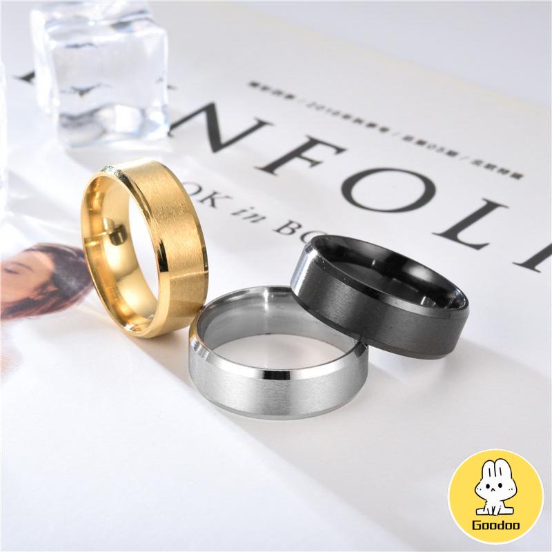 Cincin Jari Bahan Titanium Warna Hitam Emas Silver Untuk Pria -Doo