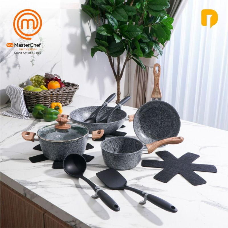 Master Chef Granit Cookware set of 12 pcs || Cookware Premiun dengan Coating anti lengket