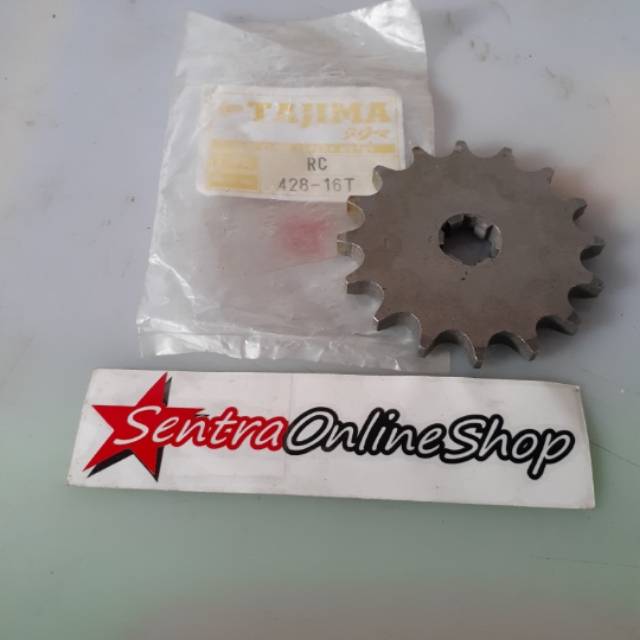 Gir gear depan Satria 2T Tornado RC Ukuran 428 16T Tajima