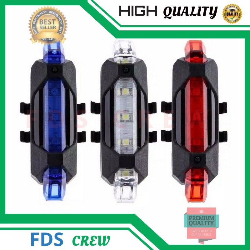 Lampu Sepeda Belakang Led Sepedah Ontel Gunung Defensor 5 LED Bisa Charger Ulang