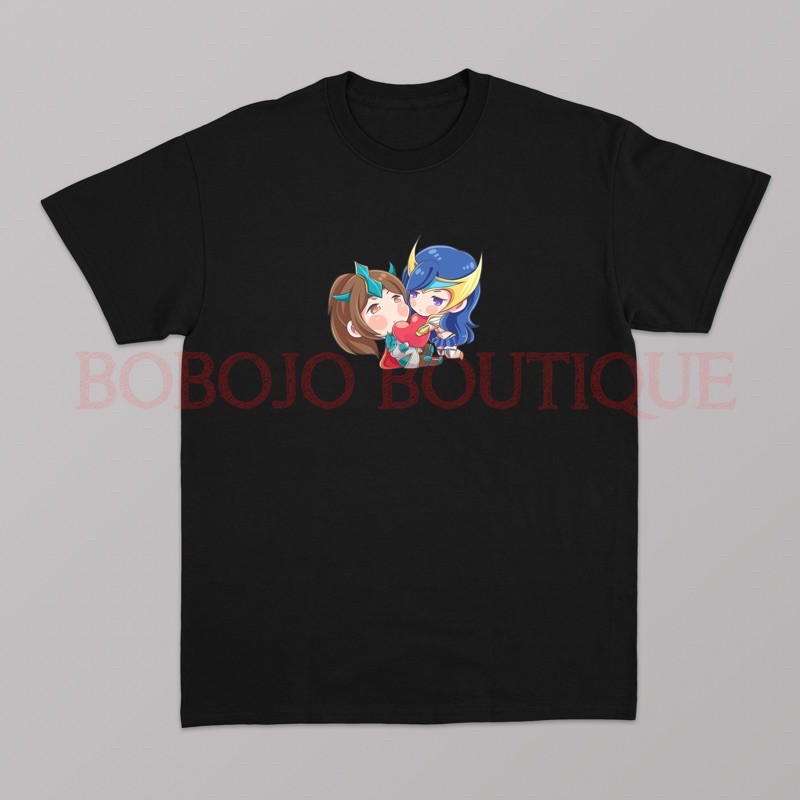 BAJU KAOS MOBILE LEGENDS ZILONG x FREYA CHIBI COTTON COMBED 30s
