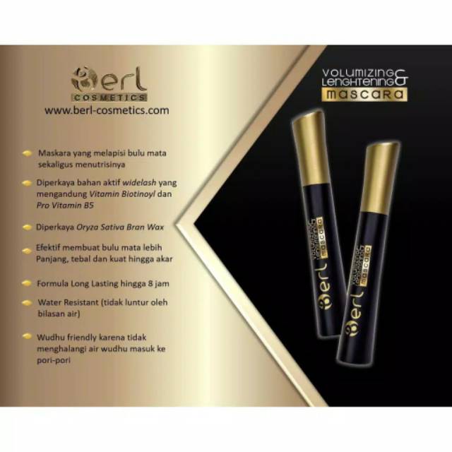 B ERL Cosmetics Volumizing &amp; Lengthening Mascara Memanjangkan dan menebalkan bulu mata 5.0