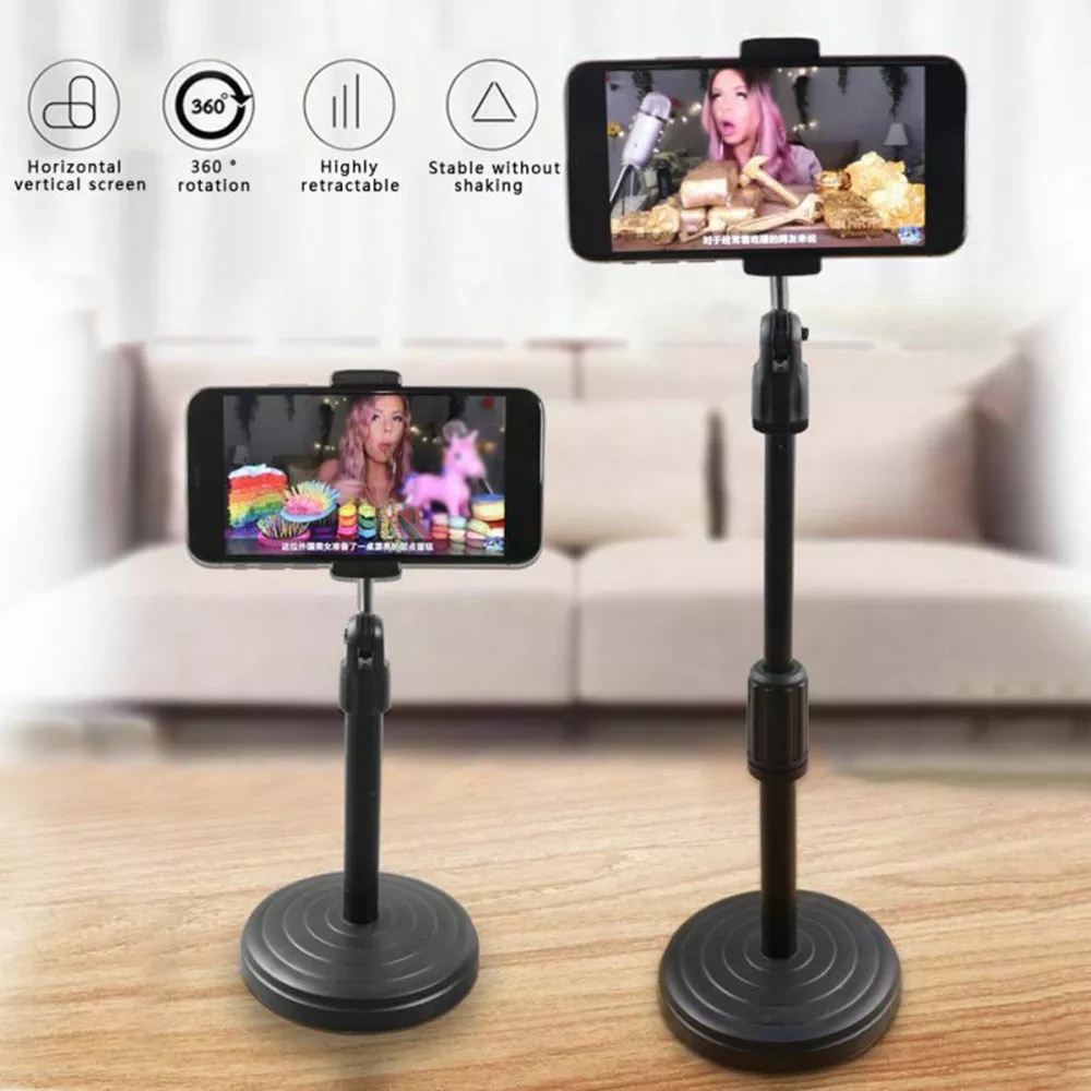 Holder HP Di Meja Untuk Live Striming Zoom Vidio Call Youtube Fleksibel 360 Derajat 2 in 1 Model Tiang Phone Desktop Stand Adjustable