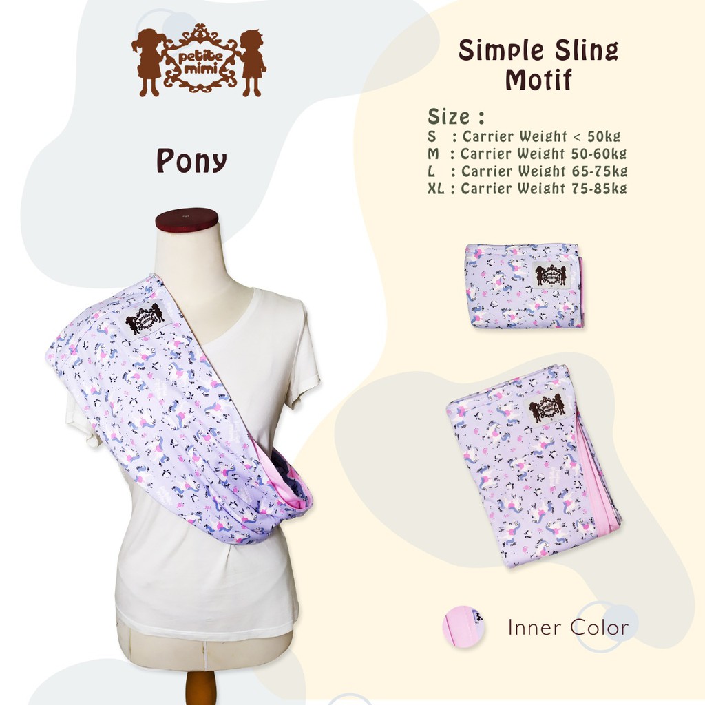 Petite Mimi Gendongan Kaos Simple Sling Motif Size M , L , XL