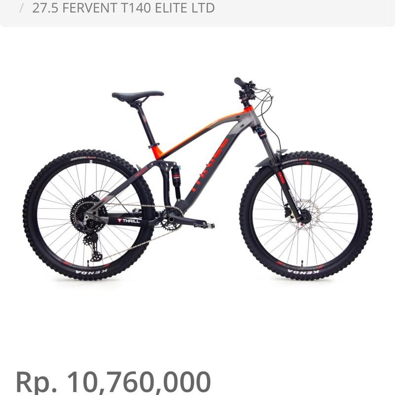 27.5” Thrill Fervent t140 Elite LTD11Sp deore M5100 fork suntour xcr air