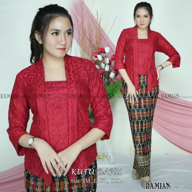 IndahKebaya | SET KEBAYA KUTUBARU BROKAT MIX ROK LILIT / KEBAYA BUSUI / ENCIM FLOY / MODERN WISUDA