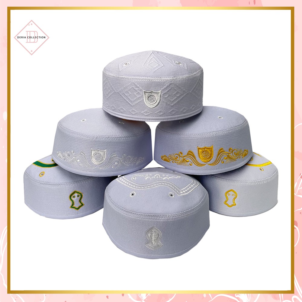 Peci Kopiah MALAYSIA Terompah, Kembang, Wajik, Kopeah Haji Putih, Hitam, Hijau, Emas, Kopyah Malaisi