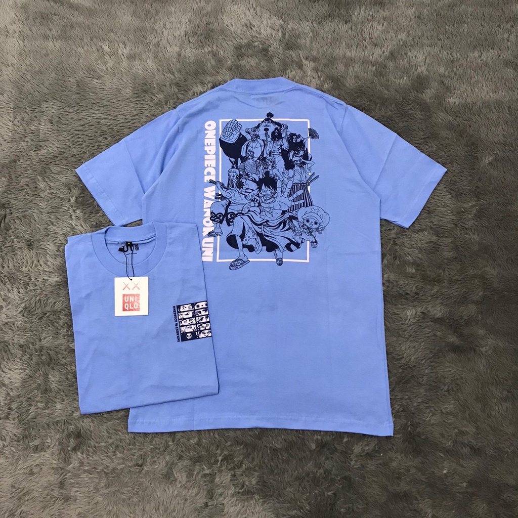 KAOS TSHIRT UNIQLO X ONE PIECE WANO KUNI BLUE AUTHENTIC