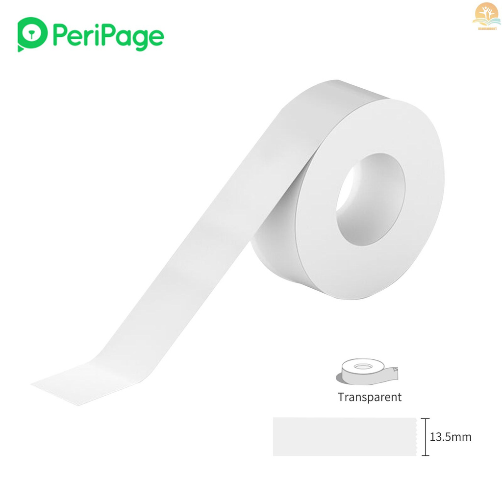 Ready PeriPage 1 Roll Transparent Label Paper Sticky Tape Adhesive Thermal Printing Paper Name Price Barcode Sticker Home Office Organization Waterproof Oil-proof Tear-proof for PeriPage L1 Pocket Label Maker Machine