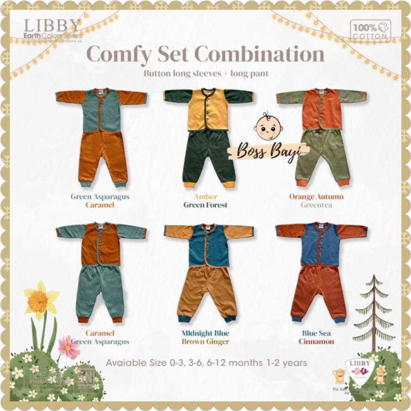 LIBBY EARTH SERIES - COMFY SET Setelan Kancing Depan PANJANG