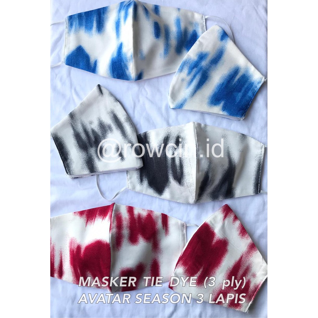 MASKER KAIN 3 LAPIS (ply) TIE DYE AVATAR DESAIN EARLOOP DAN HEADLOOP NON MEDIS