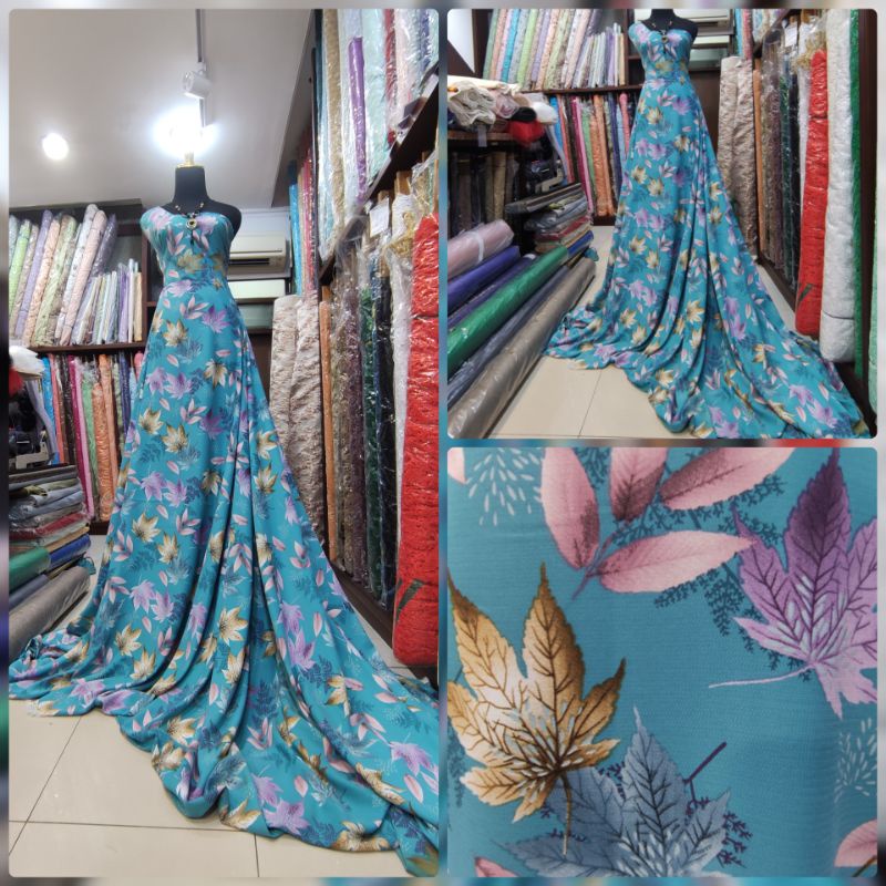 New motif kain Silky Color Leaf Daun