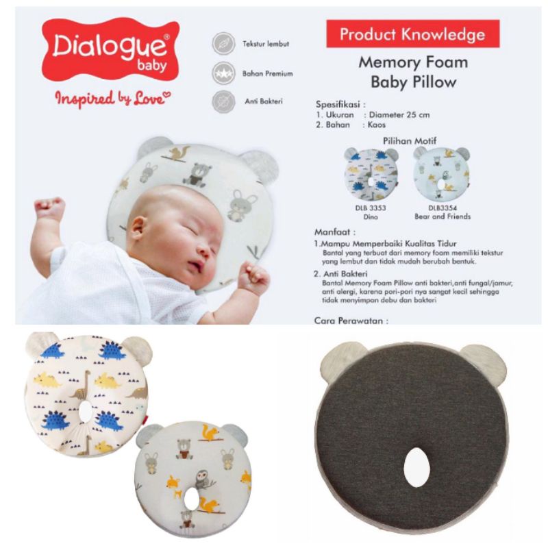 Dialogue bantal peang bayi memory foam/non memory foam