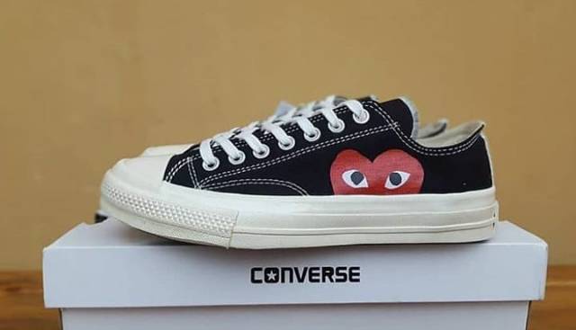 Sepatu Converse Import Vietnam Premium BNIB Play Black White Hitam Putih Sneakers Casual Pria Wanita