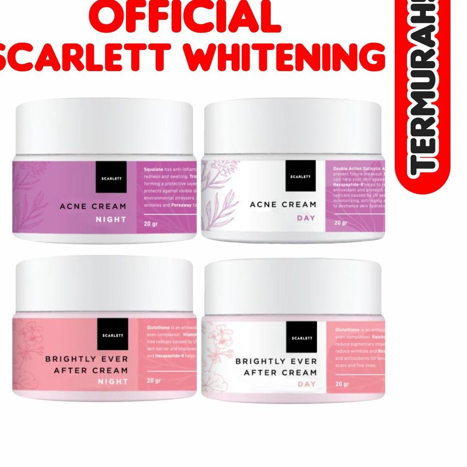 SCARLETT WHITENING CREAM SCARLET ACNE & BRIGHTLY KRIM SIANG MALAM ( PILIH VARIAN ) F1V0