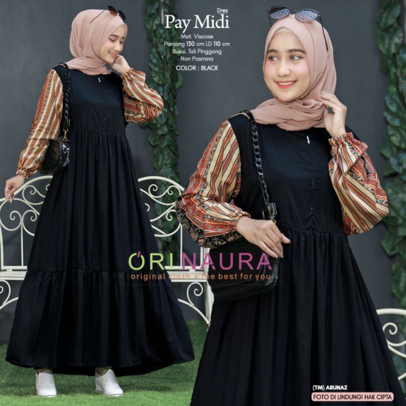 Gamis Midi Dres Ori Naura Pay Midi
