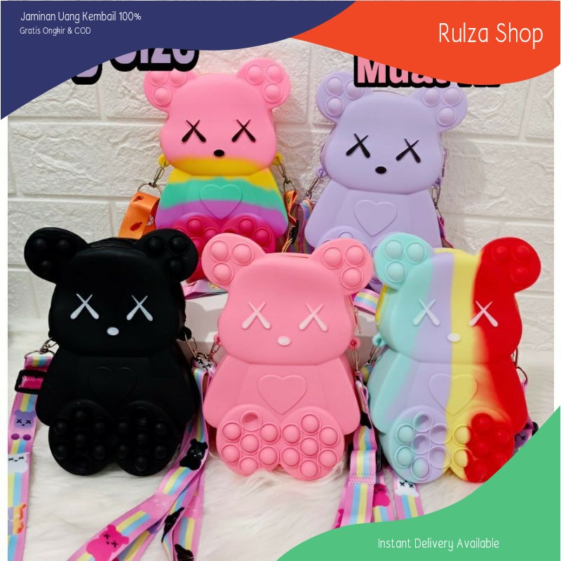 BIG SIZE Tas Selempang Anak Pop It Kaws Fashion Ukuran Besar Muat Hp Rubber Jelly Jumbo