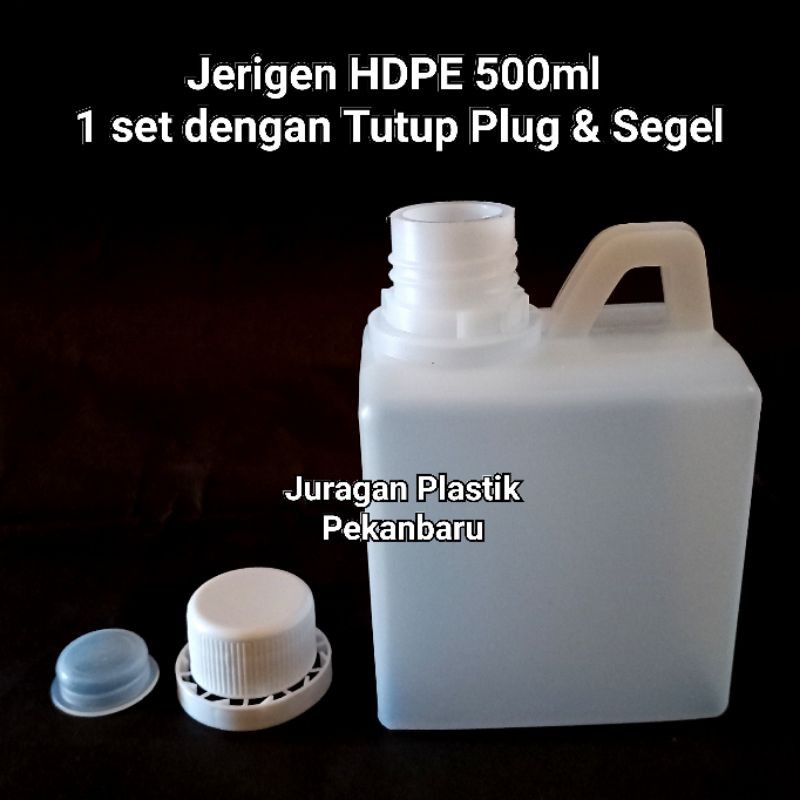 Jerigen HDPE 500 ml dengan Segel dan Plug / Botol Mini Madu Jus Minuman 500ml