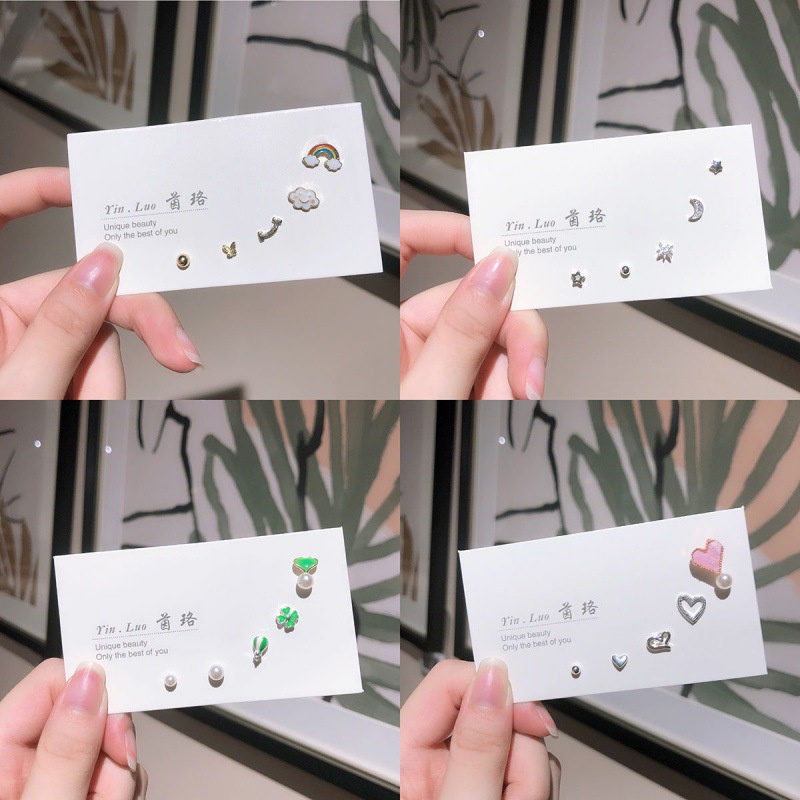 We Flower 5PCs / Set Anting Tusuk Sterling Silver 925 Desain Kupu-Kupu Hias Zirconia Untuk Wanita