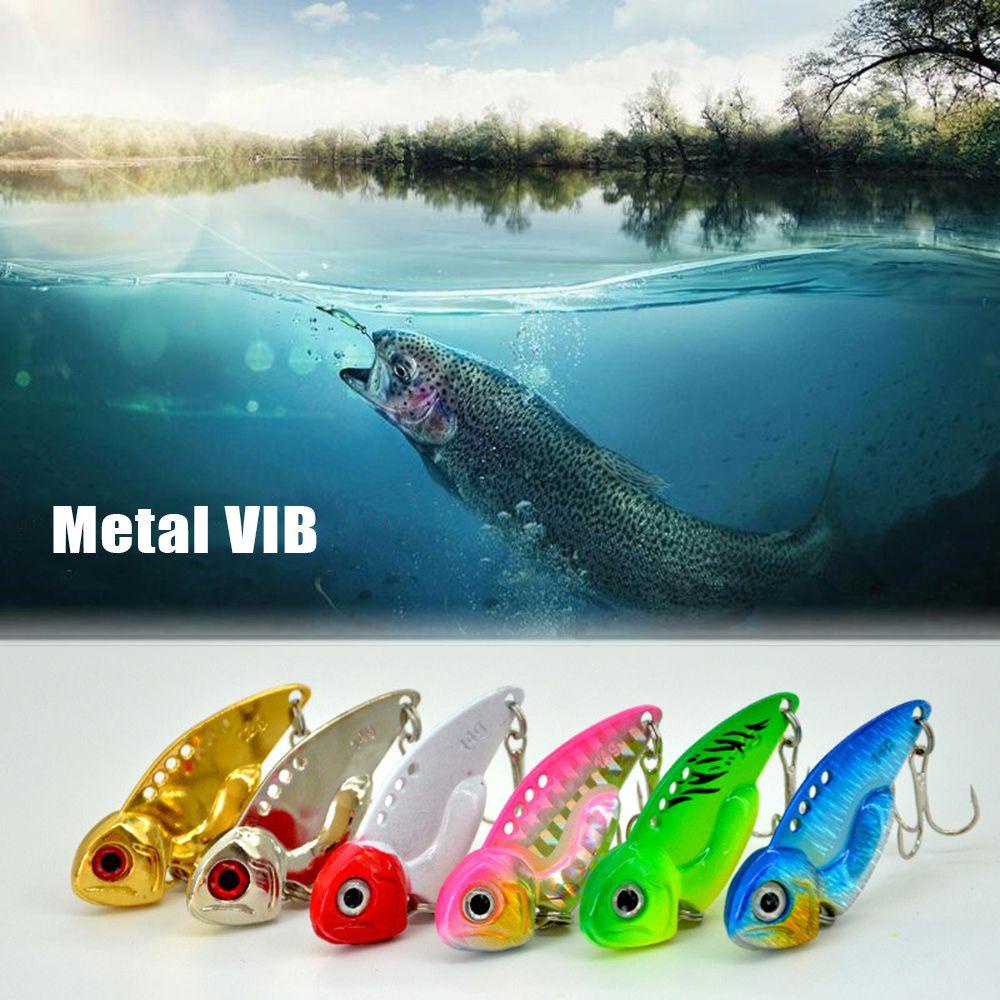 Nanas Memancing Logam VIB Lures Keras 3D Mata Hidup Getaran Bergetar Sendok Umpan