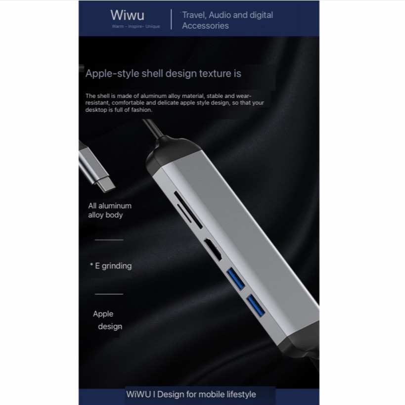 Wiwu-Alpha 521h Kabel Adapter Usb 3.0 Tipe-C Fast Charging Panjang 1.5m Untuk Macbook Hdmi