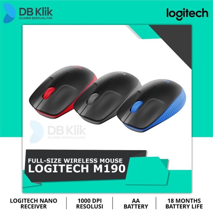 Mouse Wireless Logitech M190 - Logitech M 190 Mouse Wireless - Abu-abu