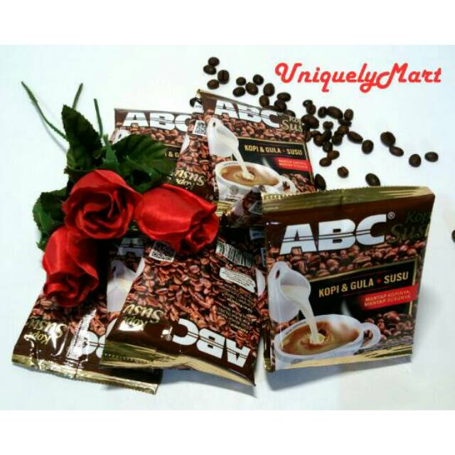 

Kopi Instant Bubuk Sachet : ABC KOPI & GULA + SUSU / MOKA / KURMA / KLEPON - 10 pcs / renceng