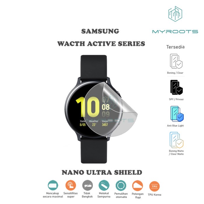 Anti Gores Jelly Hydrogel Samsung Smartwatch - Watch Active 2 Nano Ultra Shield Myroots Anti Spy - Glare Matte - Blue Ray