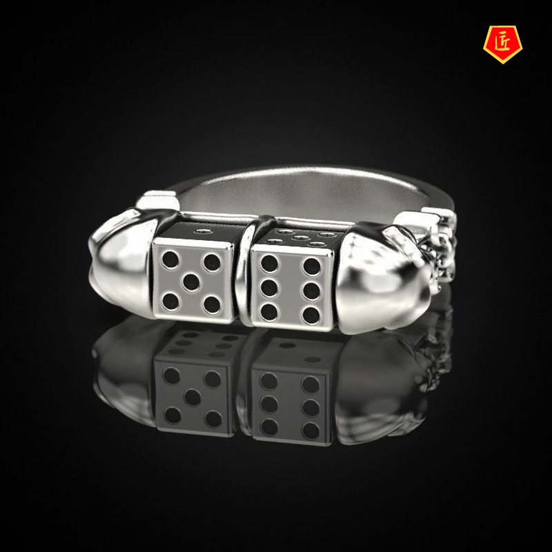 [Ready Stock]Creative Skull Dice Ring Vintage Punk Style