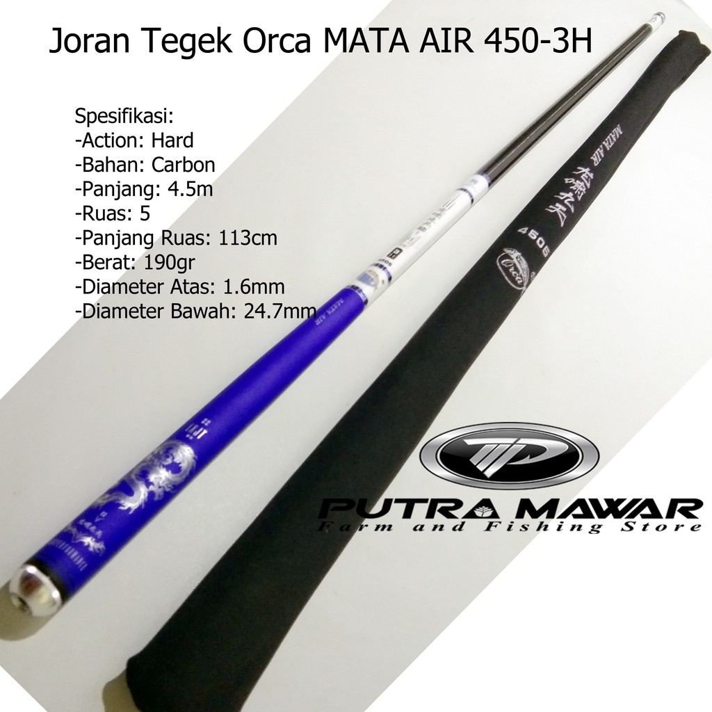Joran Tegek 3H Carbon Orca Mata Air 450 Tangkai Pancing Ruas Panjang Kaku Kuat Murah