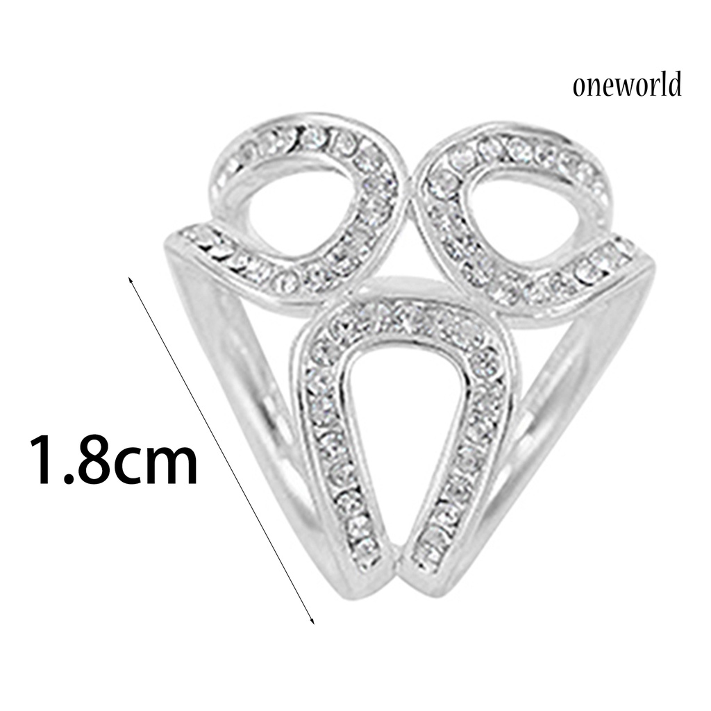 OW@ Scarf Buckle Clip Simple Easy Matching Alloy Three-ring Rhinestone Shawl Holder for Shopping Travel