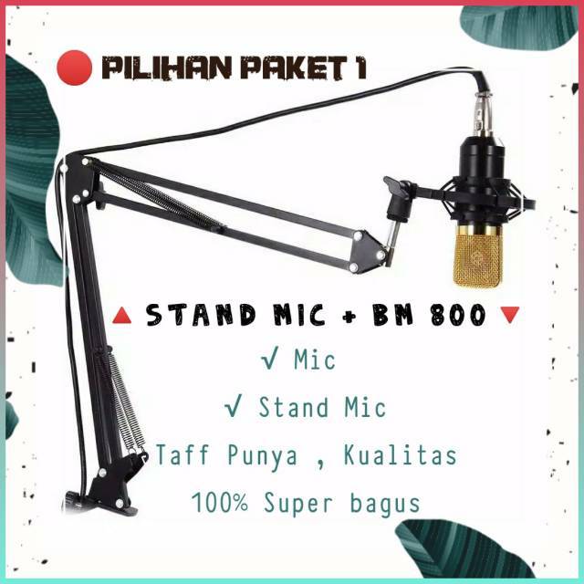Paket ekonomis BM 800 | Stand mic lazypod taffstudio | Stand Mic Murah | Stand BM 800 atau BM 8000