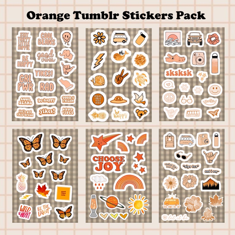 

Orange Tumblr Stickers Pack, oren tumblr stiker stiker jurnal aesthetic estetik