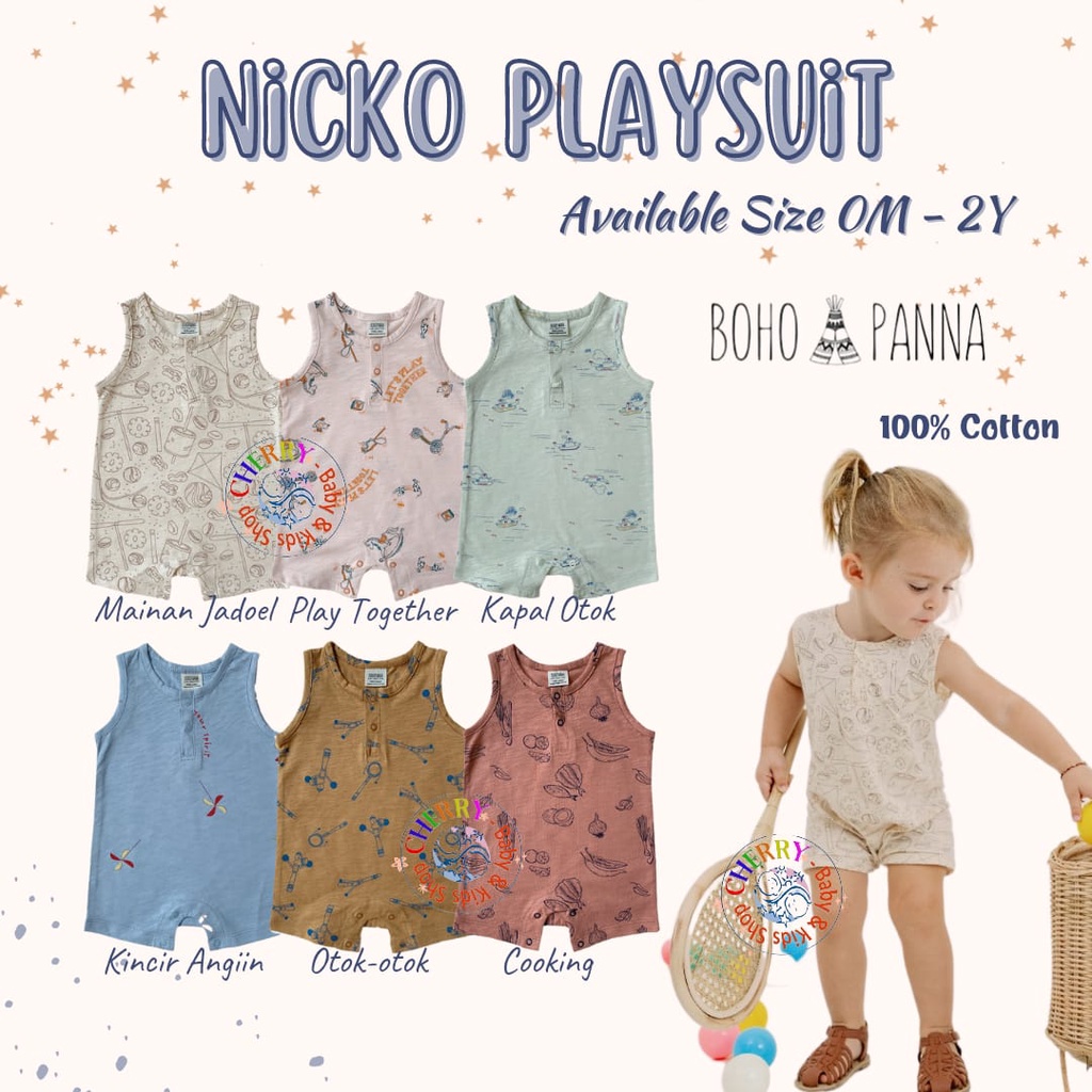 Bohopanna Andy Playsuit 0M - 2Y Sleeveless Nicko Romper Playsuit Romper Kutung Anak CBKS