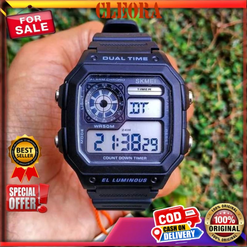 Jam Tangan Pria Wanita SKMEI 5ATM Waterproof Original Digital Anti Air Sport Jm Arloji Tahan Anti Ai