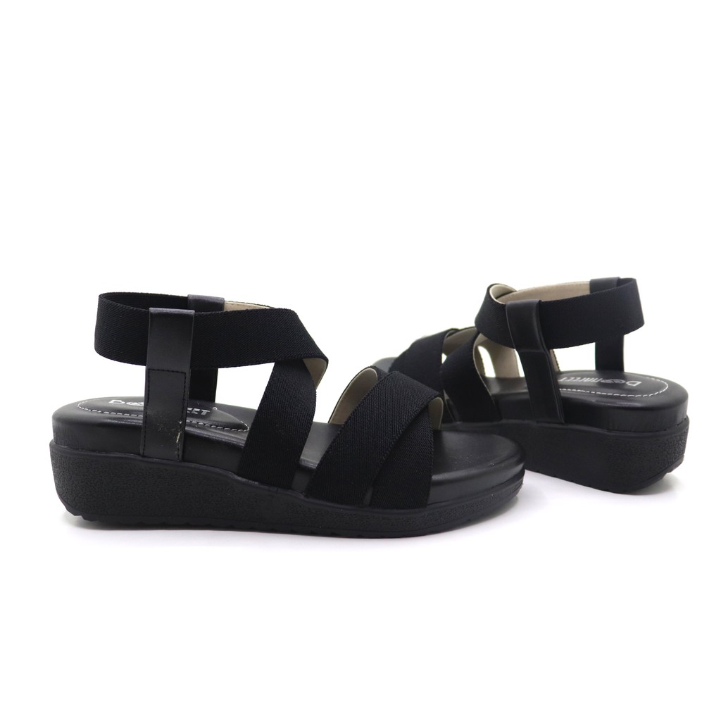 SBM STORE ROSALIND Sandal Wedges Tali Wanita Tinggi 5cm