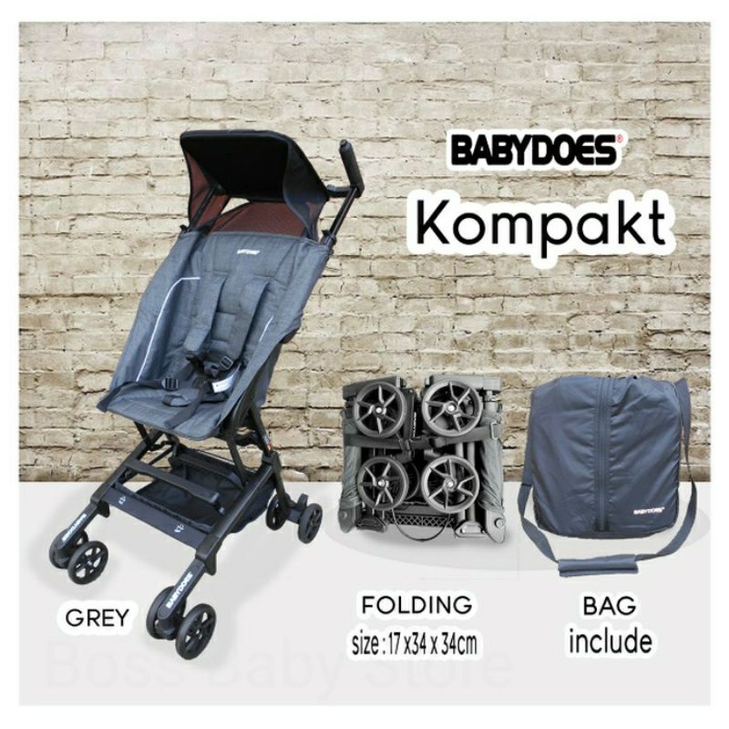 Stroller kereta dorong bayi Babydoes Kompakt cabin size mirip Pockit