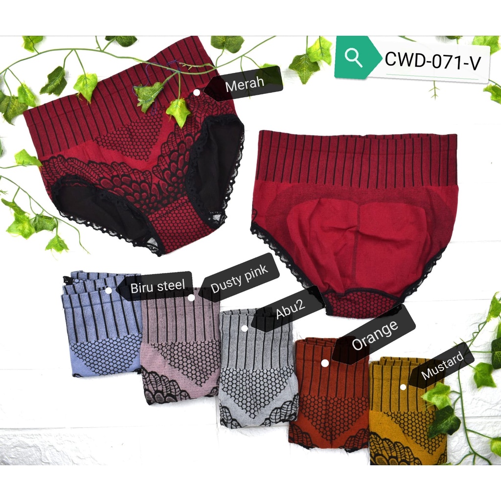 CD Celana Dalam Rajut Wanita Motif Batik Free Size High Waist List Renda Halus Underwear Wanita CWD-