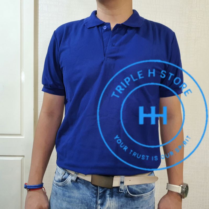 Kaos Polo Warna Biru Tua Kerah Polos Kualitas Ekspor