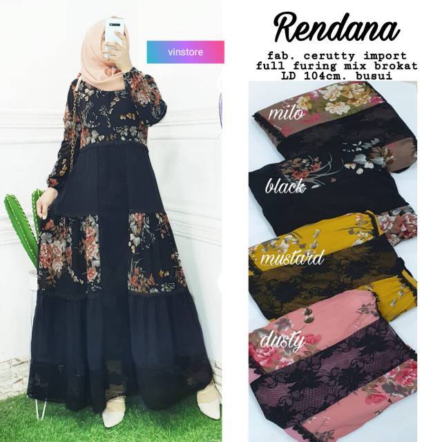 JINGGA RENDANA GAMIS PANJANG WANITA, SYANTIIK, KEKINIAN ORI BY UWAIS