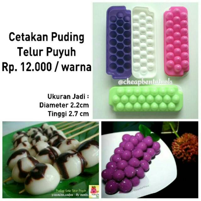 Cetakan Puding Jelly Agar Agar Model Bulat Oval Telur Puyuh Anggur Imut Grape and Quaill Egg